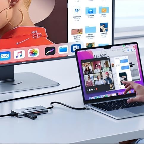 USB C Hub, QGeeM USB 4k to HDMI Adapter, 7 in 1 USB-C Dongle with 100W PD,USB 3.0, Card Reader, Compatible for MacBook iPhone 15/17 Ipad Pro max,Chromebook Laptop USB Type C Dock-Grey