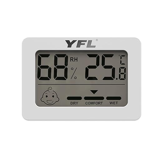 YFL Digital Hygrometer Thermometer,Indoor Thermometer with Comfort Indicator,Pratical Room Temperature Monitor Thermometer for Home, Office, Greenhouse, Cellar(White)