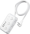 Surge Protector Power Strip with 6 Outlets 4 USB Port, 5 Ft Flat Plug Extension Cord Outlet Extender, White Extension Cord with Multiple Outlets for Indoor, Home, Office Supplies, Dorm Room Essentials