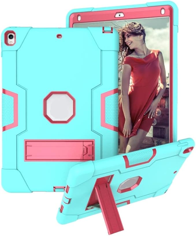 3 in 1 Hybrid Case for iPad Air 3 10.5" & iPad Pro 10.5" - Heavy Duty Rugged Stand, Shockproof, Anti-Slip & Scratch, Green/Red
