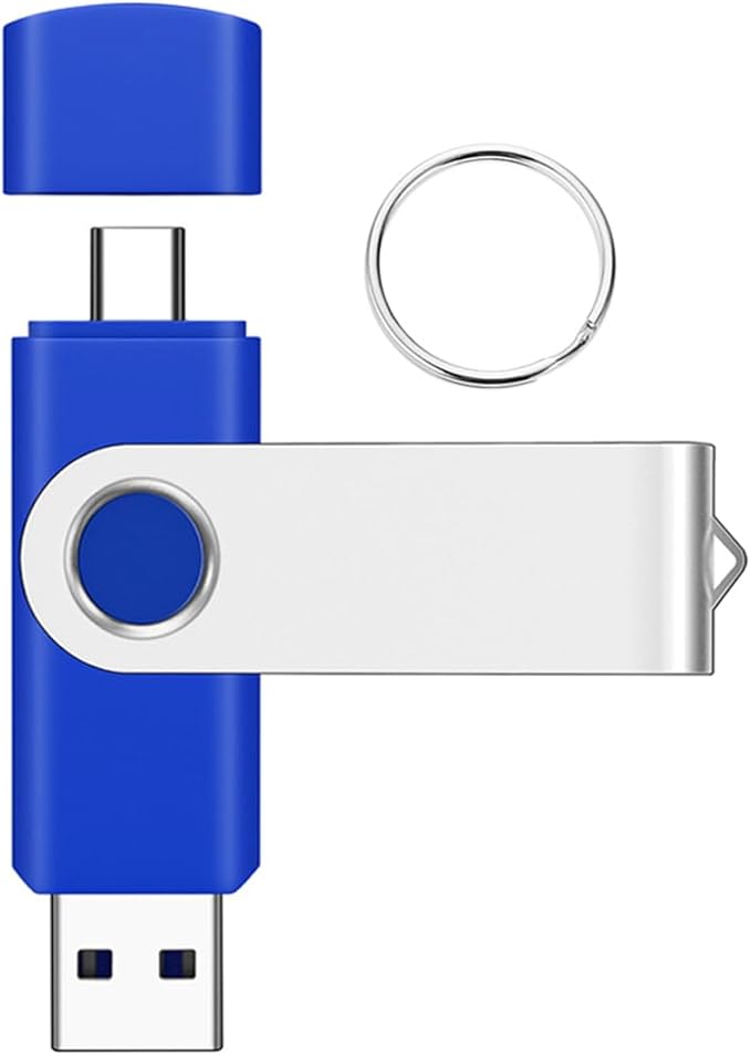 16GB Type-C & USB2.0 Flash Drive 1PCS, EASTBULL 2-in-1 FAT32 USB C Flash Drive Bulk Type-C Thumb Drives OTG Memory Sticks Compatible with Smartphones, Computers, Tablets, Mac (Blue, 16GB)