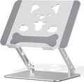 Aoviho Laptop Stand for Desk-Adjustable, Foldable, Portable, Ergonomic Aluminum Notebook Riser with Unique Puppy Cooling Vent, Desk Gift for 10"-17.3" Devices Mac, Dell, HP, Lenovo, Samsung, Silver