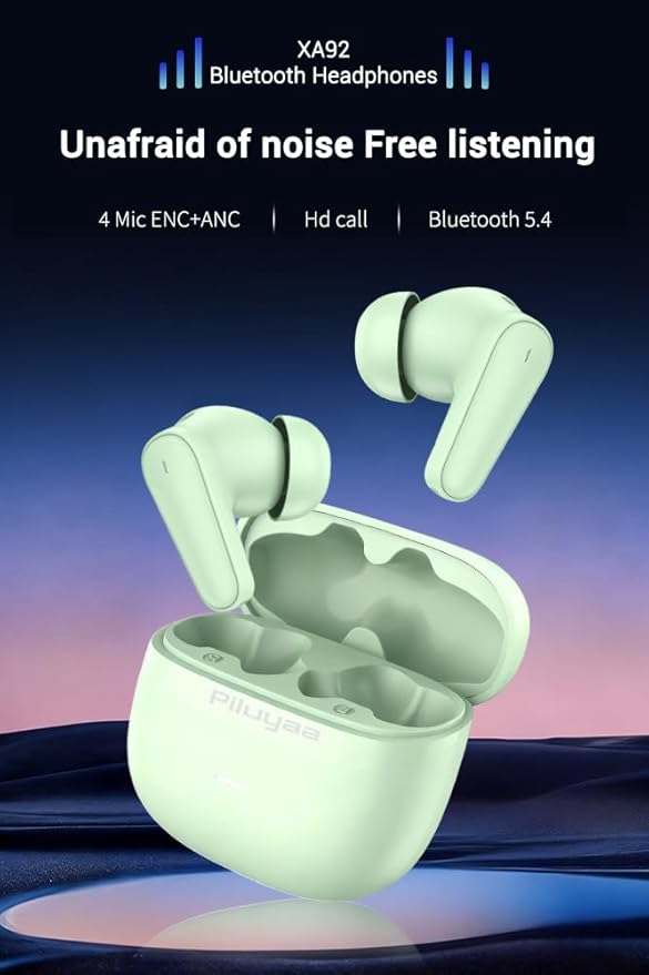 Piluyaa Wireless Earbuds Bluetooth 5.4 Headphones in Ear Buds, True ANC+ENC Noise Cancelling Earbuds, HiFi Stereo Deep Bass Earphones for Sports/Workout-Black