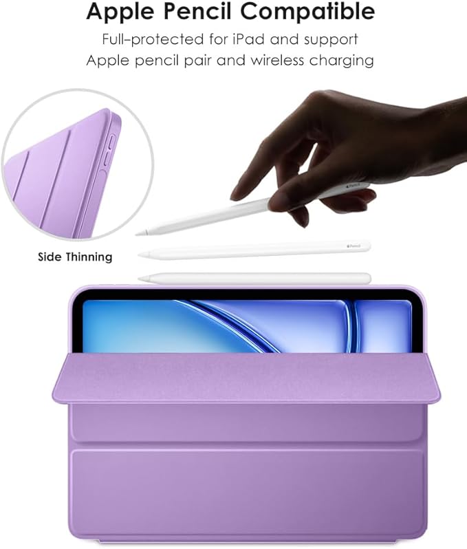 DTTO for iPad Pro 11 Inch 4th/3rd/2nd/1st Generation 2022/2021/2020/2018 Case, Also Fit iPad Air 11-Inch/5th/4th Gen, Slim Lightweight Trifold Stand Soft Back Cover，Auto Sleep/Wake,Purple