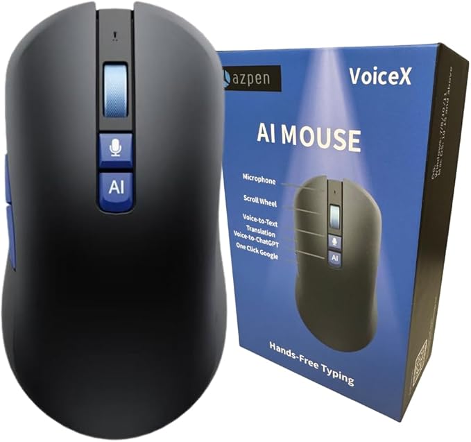 AI Wireless Mouse with Translation for PC Laptop: Hands-free typing- ChatGPT Bluetooth Mouse for Laptop, Voice AI, Multi-Translate, One Tap Google, USB Rechargeable High-Performance Office Device