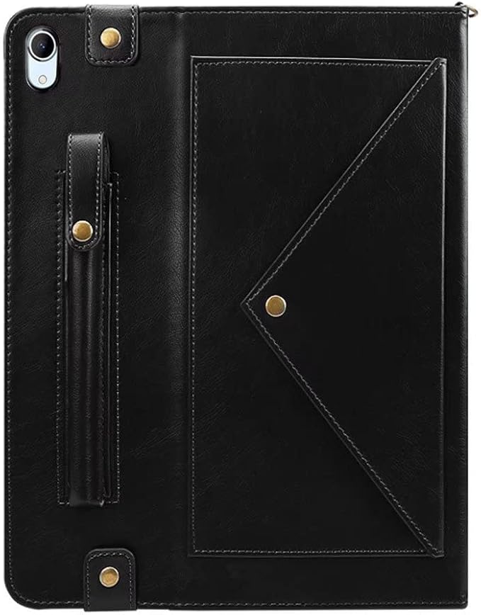 Handbag Case for iPad mini 7 2024 8.3" / Mini 6 2021, Techcircle Folio Stand PU Leather Crossbody iPad mini Cover with Hand Strap+Shoulder Strap, Multi-Card Slots Envelope Pocket Wallet Case, Black