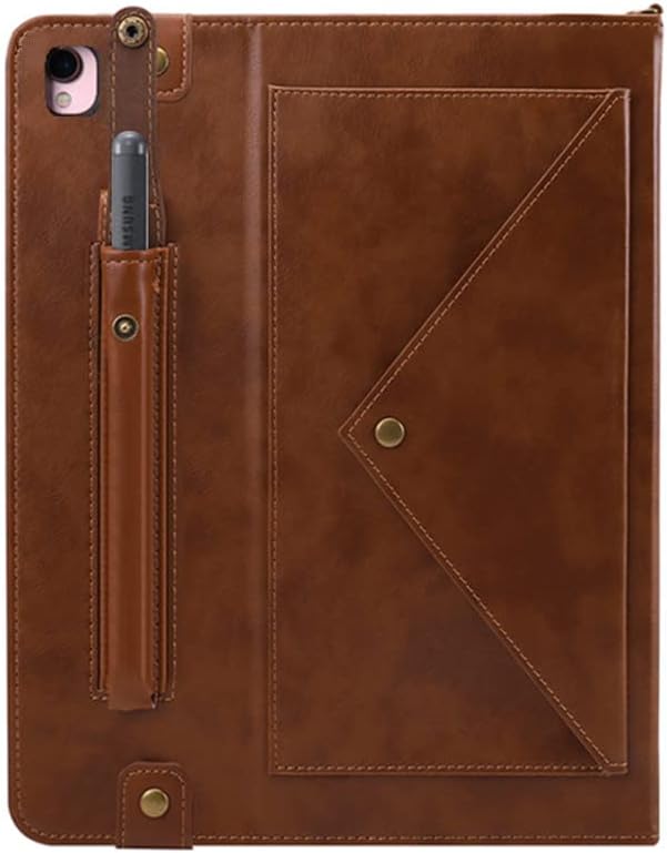 Handbag Case for iPad 10.2" (2019-2021) & iPad Pro/Air 10.5", Techcircle Folio Stand iPad Crossbody Wallet Case with Pencil Holder & Envelope Pocket, Hand Strap+Shoulder Strap Protective Cover, Coffee