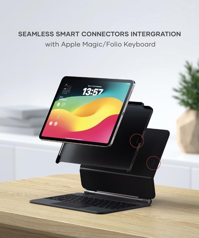 Satechi iPad Pro 11 inch case M2/M1, Magnetic iPad Vegan Leather case with Apple Pencil 2 Charging, Compatible with Apple Folio, Magic Keyboard - Black