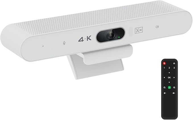 TOALLIN 3-in-1 4K Conference Webcam with Mic and Speaker, AI Auto-Framing & Speaker-Tracking, USB Video Bar, All-in-One Video Conference Camera for Online Meetings, Video Calls