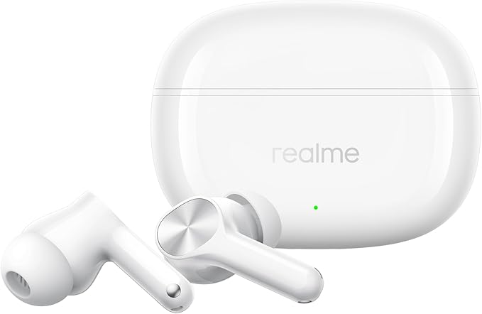 realme Buds T200x True Wireless Earbuds with 12.4mm Dynamic Bass Drivers, 25 dB ANC, Quad Mic, 45ms Latency, Upto 48 Hrs Playback, Fast Charge, IP55 Rated, BT 5.4 - (White)