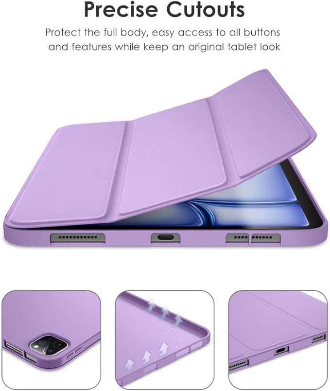 DTTO for iPad Pro 11 Inch 4th/3rd/2nd/1st Generation 2022/2021/2020/2018 Case, Also Fit iPad Air 11-Inch/5th/4th Gen, Slim Lightweight Trifold Stand Soft Back Cover，Auto Sleep/Wake,Purple