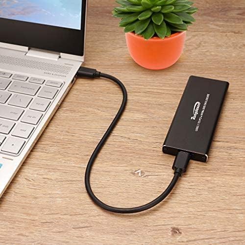 Rongdeson (Upgraded Version) Aluminum M.2 NVME SSD Enclosure Type-C USB 3.1 Gen 2 Speeds 10Gbps PCI-E M-Key Applicable to Size 2230/ 2242/ 2260/ 2280 for Samsung 960/ 970 EVO/ PROWD NVME SSD Black