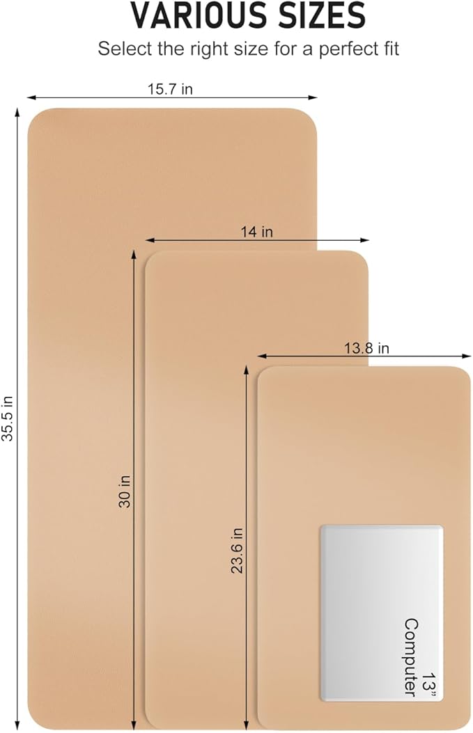 Desk Pad, 30" x 14" PU Leather Non-Slip Desk Mat Large Mouse Pad for Desktop, Waterproof Laptop Computer Writing Mat for Office, Home, Work, Gaming, Lead Yellow