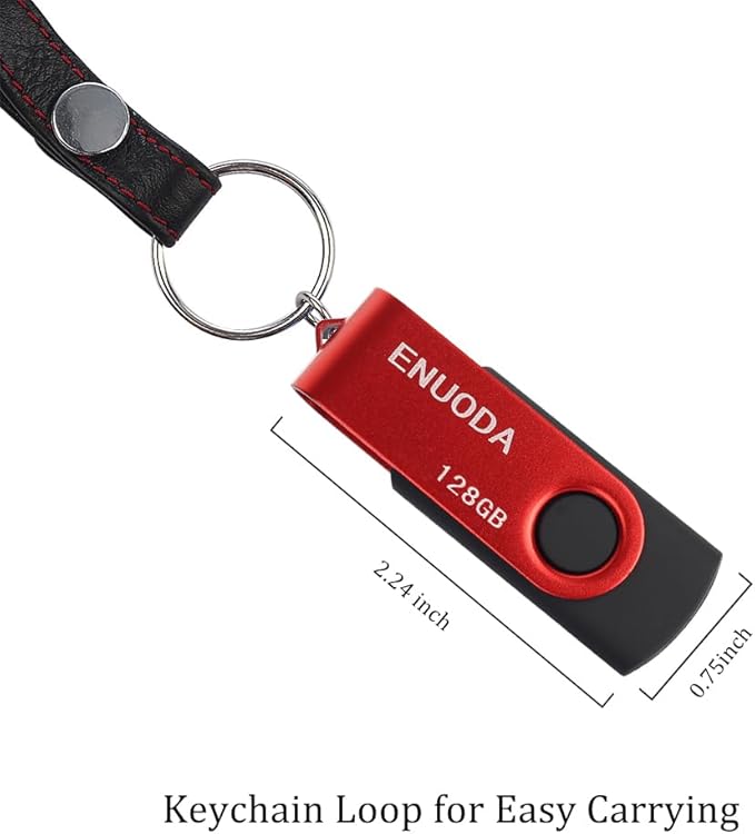 128GB Flash Drive ENUODA Thumb Drive 128GB Swivel Design USB 2.0 Memory Stick Data Storage Jump Drive Pen Drive for Laptop PC Computer (1 Pack, Red)