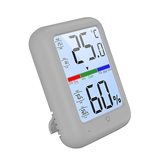 Digital Hygrometer Thermometer with Large LCD Display, Backlight, Max/Min Memory, Wall Mount, Table Stand, Magnetic Base – High Precision Indoor Humidity and Temperature Monitor