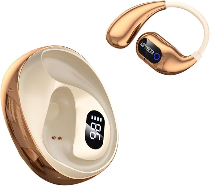 Wireless Earbuds for Workout/Running, Sports Bluetooth 5.4 Headphones,IPX7 Waterproof,Fast Charging,40Hrs Playtime Ear Buds with LED (Gold)
