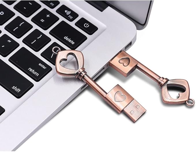 64GB USB 3.0 Flash Drive,Cute Key USB Flash Drive with Heart Shape,High Speed Up to 100MB/S Keychain exFat Thumb Drive Jump Drive Gift for Anniversary/Birthday/Photographer/Wedding