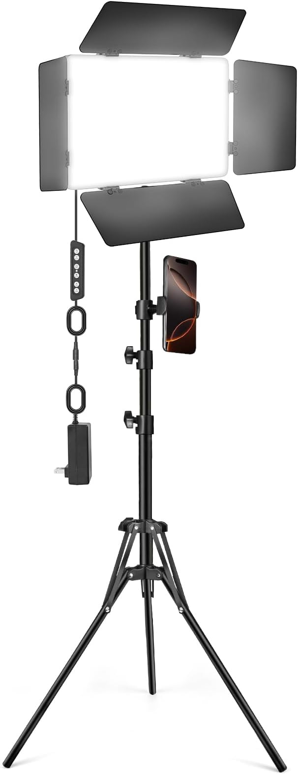 LED Video Lighting Kit with Barn Door, Kewaiaa Bi-Color Studio Lights with Tripod Stand, 3000Lux 2500k-8500k Photography Light for Video Recording/Filming/Live Streaming/YouTube/Photoshoot Shooting