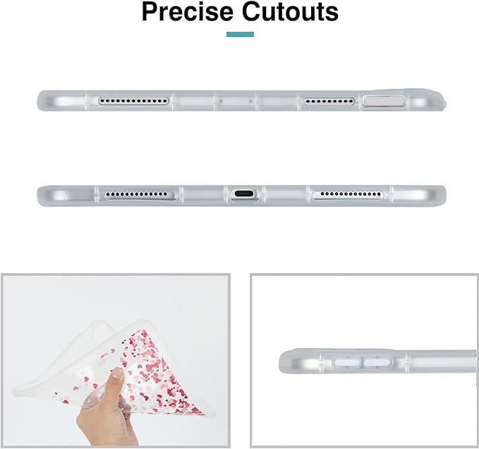 for iPad Pro 12.9 inch Case 6th/5th/4th/3rd Generation (2022/2021/2020/2018) Frosted Translucent Clear Slim Lightweight Protective Cover Soft TPU Back Shockproof Silicone Shell, Love Heart
