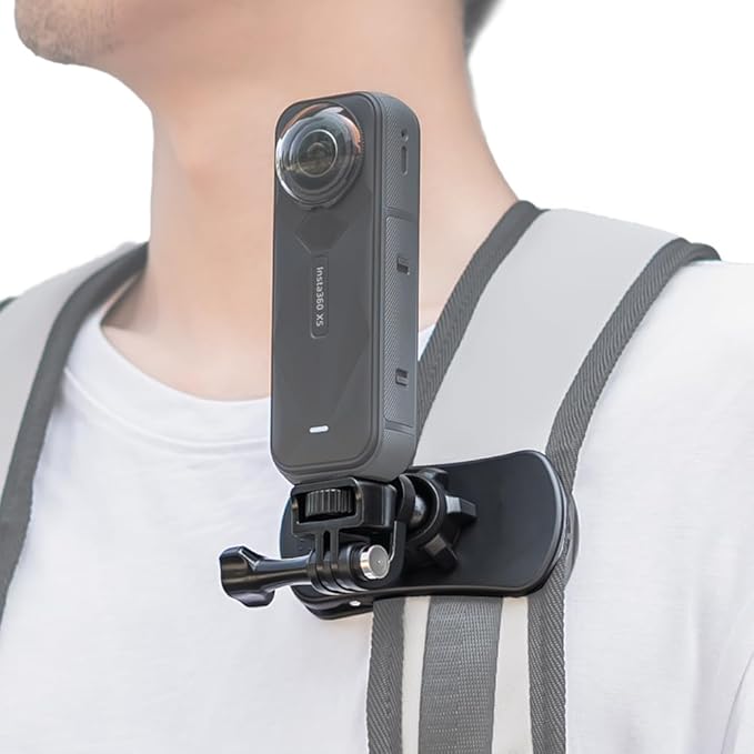 Insta360 X5 Backpack Clip Mount, 1/4" Quick Release 360° Adjustable Backpack Camera Clip Mount, 1/4" Bag Belt Holder Compatible with Insta360 X5/X4/X3/ One R/Go 2 and More Action Camera