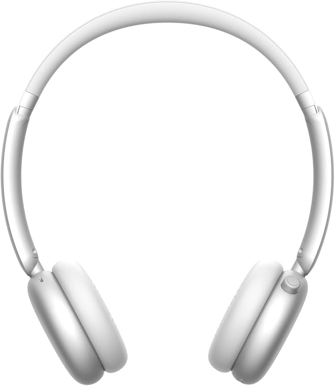 LC70 Small Wireless On-Ear Headphones – Lightweight Silver Headphones with USB-C Charging, Enhanced Bass Technology, 60H Battery with Hybrid Active Noise Canceling Function