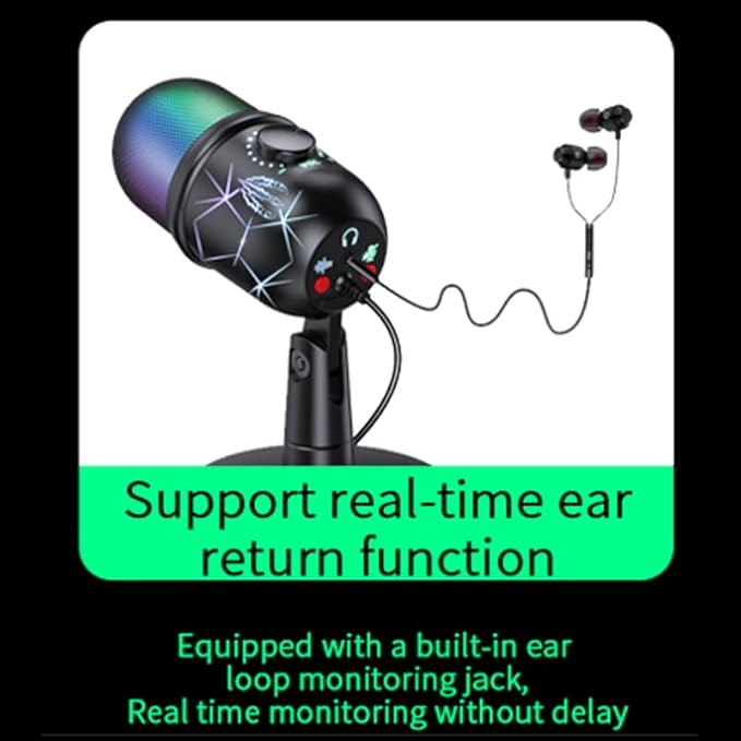 USB Gaming Microphone, RGB Condenser Mic for PC, Mac, PS4/PS5, Podcast Recording