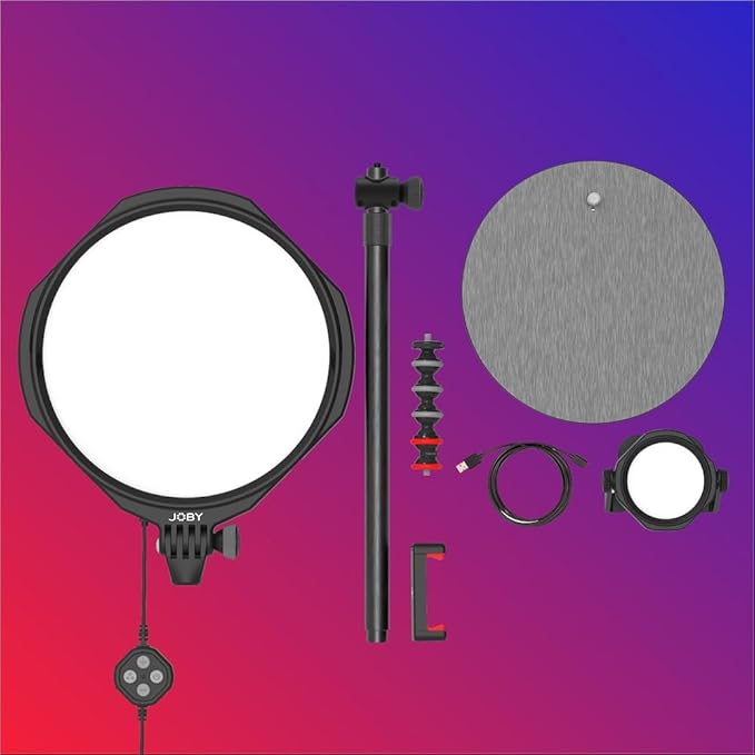 JOBY Beamo Studio Deluxe Lighting Kit, USB Studio Light for Video, Kit for Content Creator, Soft Key Light with Remote, Background Light with 12 Colors, GorillaPod Flexible Arm with Phone Mount