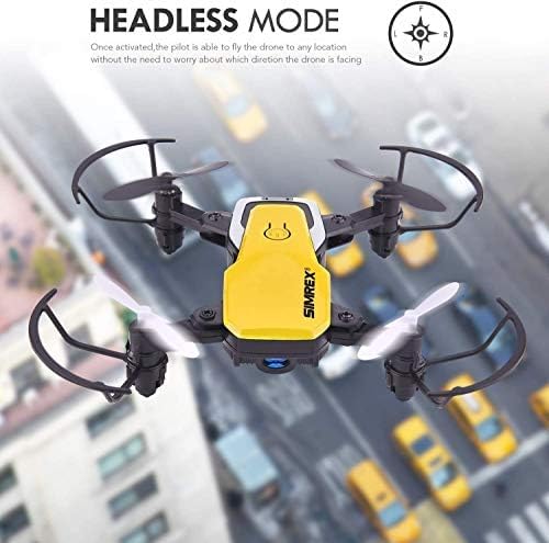 SIMREX Mini Drone with 720P Camera for Kids & Beginners - Foldable RC Quadcopter, Optical Flow Positioning, Altitude Hold, 3D Flip, 2 Batteries 20Min Flight, Safe & Easy Indoor Outdoor Flying Toy Gift(Yellow)