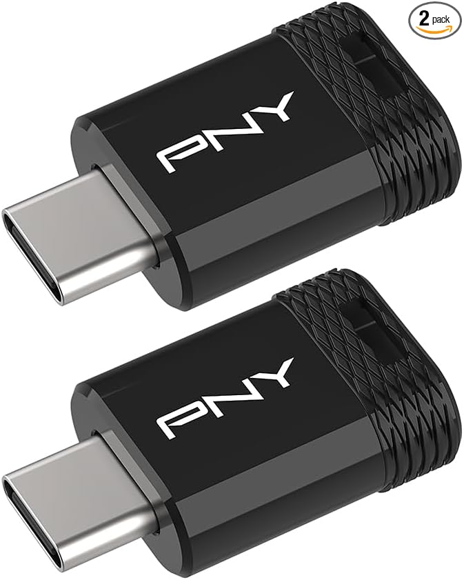 PNY Elite-X Fit Type-C 128GB USB 3.2 Flash Drive – Up to 200MB/s Read, Advanced Performance, Convenient Portable Data Storage, Ultra Compact Fit Design, Type-C Connector, 2-Pack