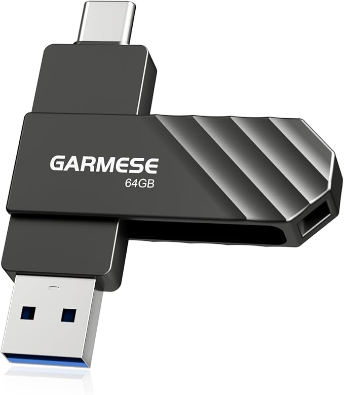 64GB USB C Flash Drive for Phone, Dual Type-C & USB-A Memory Stick Up to 130MB/s, Portable Photo Storage for Smartphone, Tablet, Laptop, PC