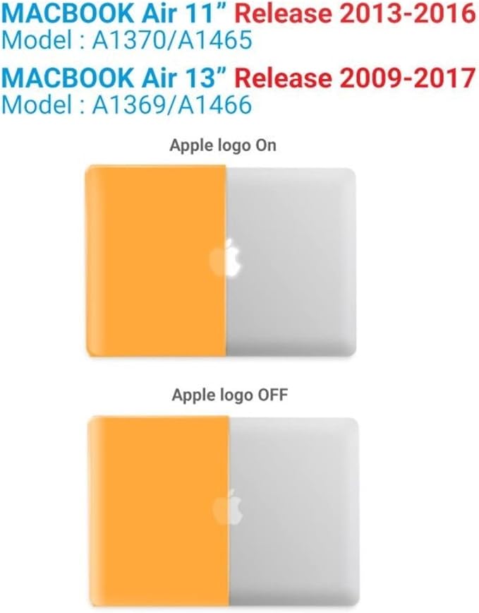 IBENZER Compatible with Old Version MacBook Air 13 Inch Case (2010-2017 Release). Models: A1466 / A1369, Plastic Hard Shell Case with Keyboard Cover for Mac Air 13, Marigold, A13MAGD+1