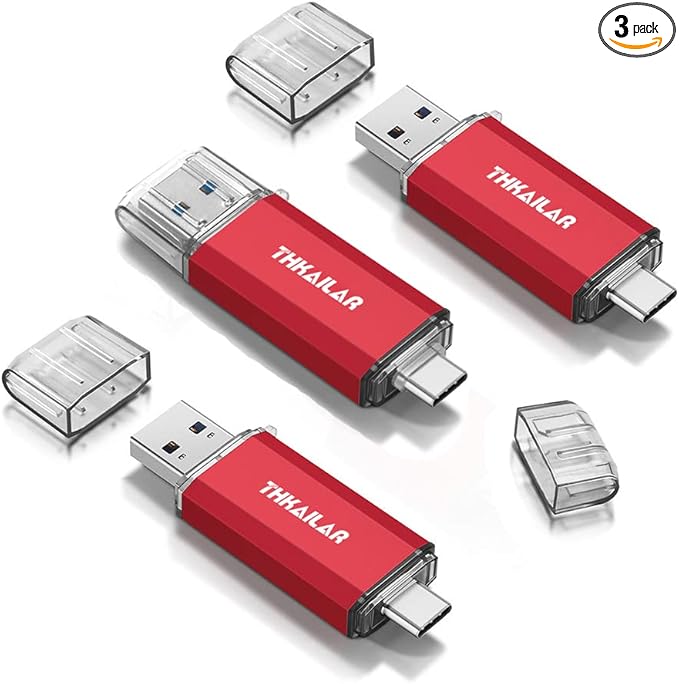 Thkailar 32GB 3 Pack USB C Flash Drive OTG USB 3.1 Thumb Drive Compatible with Android Phone,MacBook Pro,Laptops,Tablets,PC