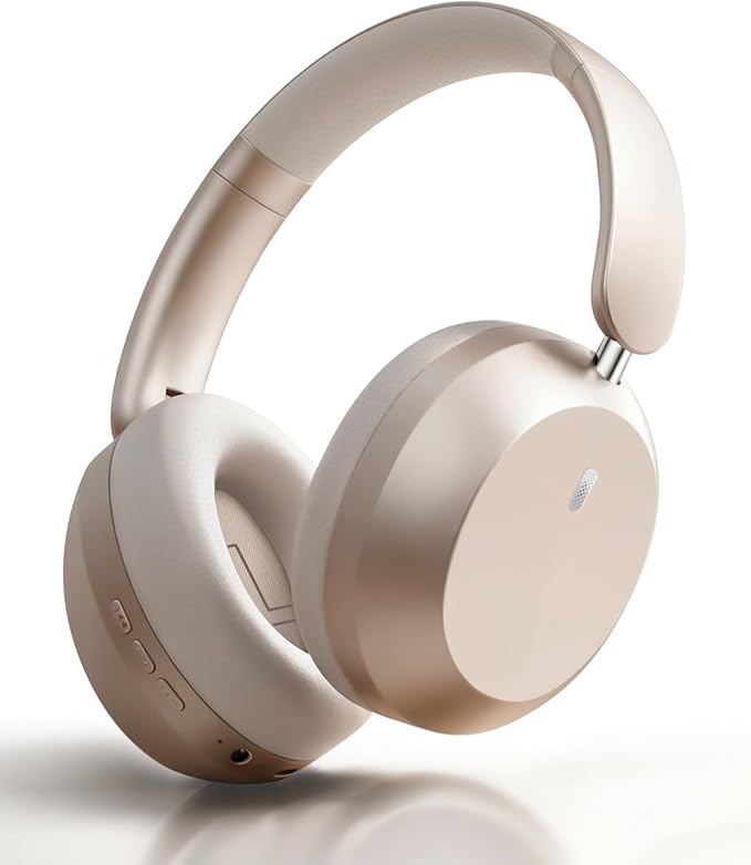 Wentronic Y05 Active Noise Cancelling Over Ear Headphones, Bluetooth 5.3 Wireless Headphones with Mic, 48H Playtime, USB-C Fast Charging, Hi-Res Audio, Starlight