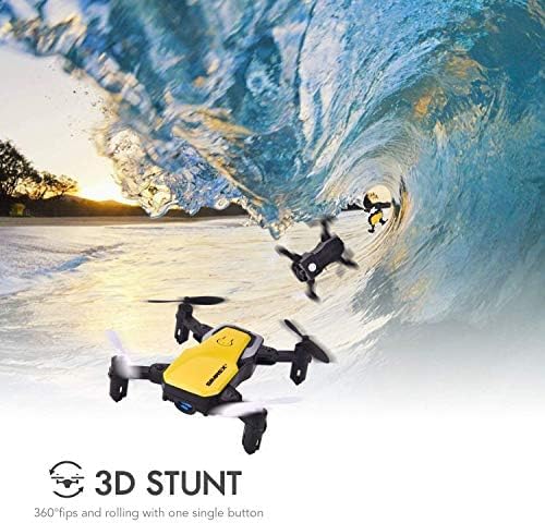 SIMREX Mini Drone with 720P Camera for Kids & Beginners - Foldable RC Quadcopter, Optical Flow Positioning, Altitude Hold, 3D Flip, 2 Batteries 20Min Flight, Safe & Easy Indoor Outdoor Flying Toy Gift(Yellow)