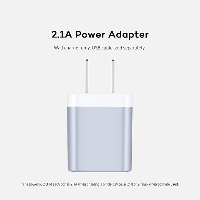 AILKIN 2.1A Multiport Fast Charge Power Brick Cube for iPad, iPhone, iPod, Samsung Galaxy, Motorola, Moto, Huawei, HTC, LG, Nokia, PlayStation5, Cell Phone Charger Box