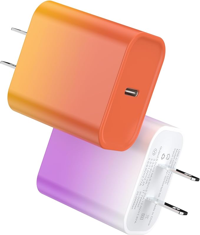 2Pack USB C Charger Block 20W, iGENJUN USB-C Power Adapter - Phone Charger with Fast Charging Capability, Type C Wall Charger for Phone 17/17 Plus/16 Pro Max/15 Series, Galaxy, Pixel, Pad