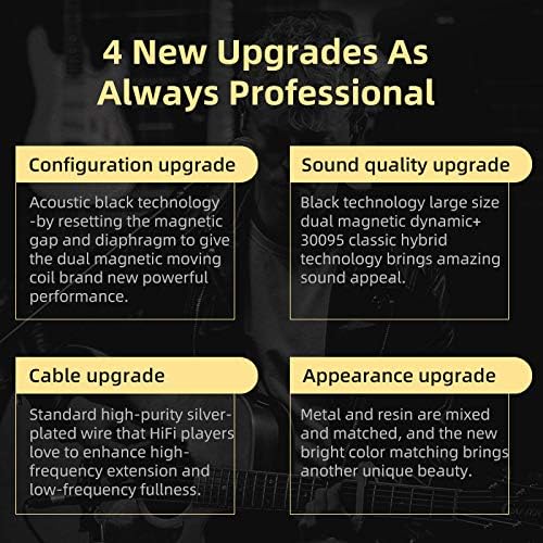KZ ZSN Pro X IEM Earphone in Ear Monitors, 1BA+1DD Dual Driver Noise Cancelling Wired Gaming Earbuds, Deep Bass Stereo Sound Headphones with 3.5 Plug 2PIN Detachable Tangle-Free Cable (Gold, with Mic)