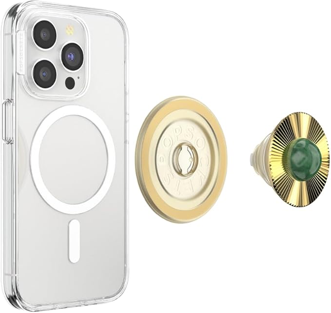 PopSockets Phone Grip for MagSafe, Magnetic Holder, Phone Stand, Enamel - Gem Brooch Jade