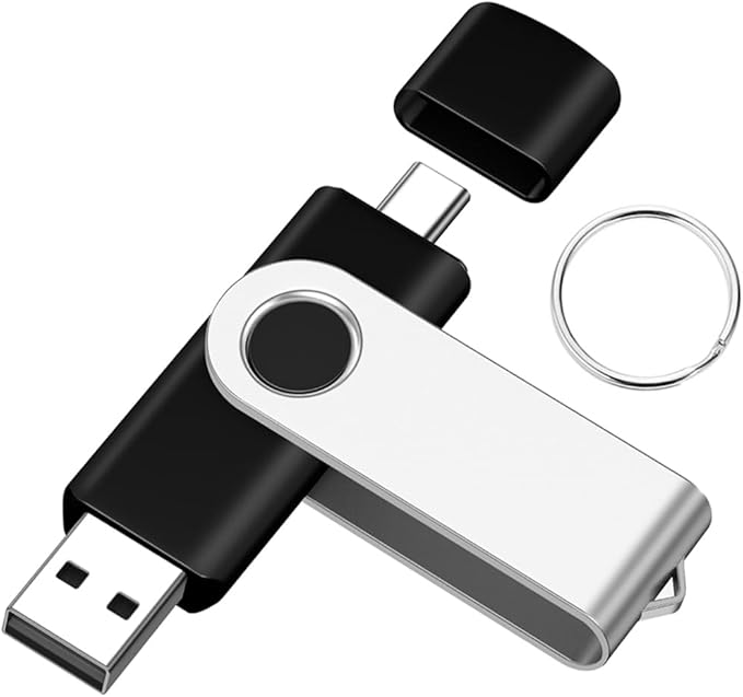 EASTBULL 8GB Type-C & USB2.0 Flash Drive, 2-in-1 FAT32 USB C Flash Drive Bulk Thumb Drives OTG Memory Sticks Compatible with Smartphones, Computers, Tablets, Mac (Black)