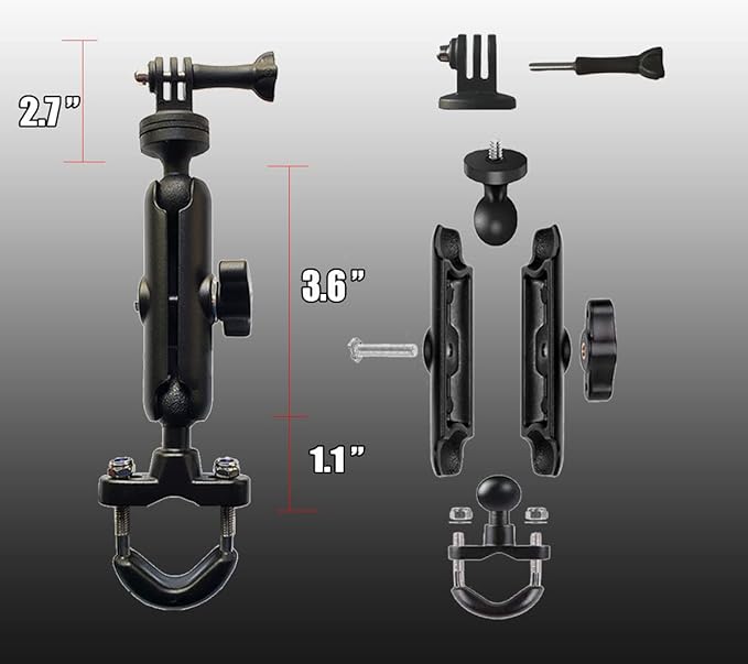 360°Motorcycle Camera Mount for GoPro Bike Holder Handlebar Mount Bracket 1/4 Metal Stand GoPro Hero10/9/8/7/6/5/4/3+ Action Cameras Accessory (Fits Bicycle Utv Motorcycle Handlebar Holder)