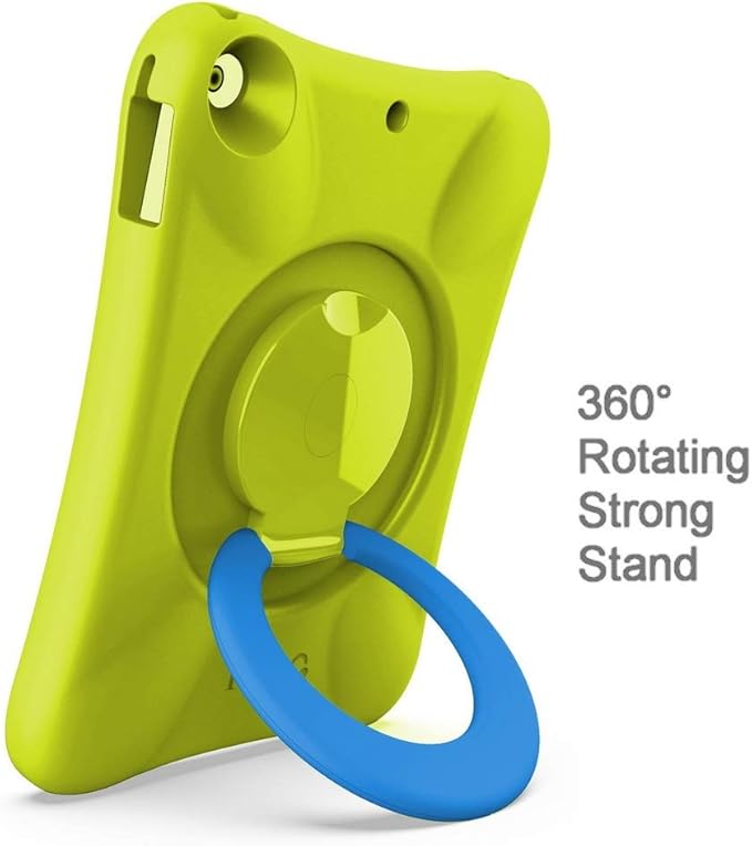Kids Case for iPad, Shockproof Cover for 9.7” iPad 6th/5th Generation (2018/2017) / iPad Air 2 / iPad Air, Lightweight Full Body Protective Case with Foldable Handle/Stand (Green+Blue)