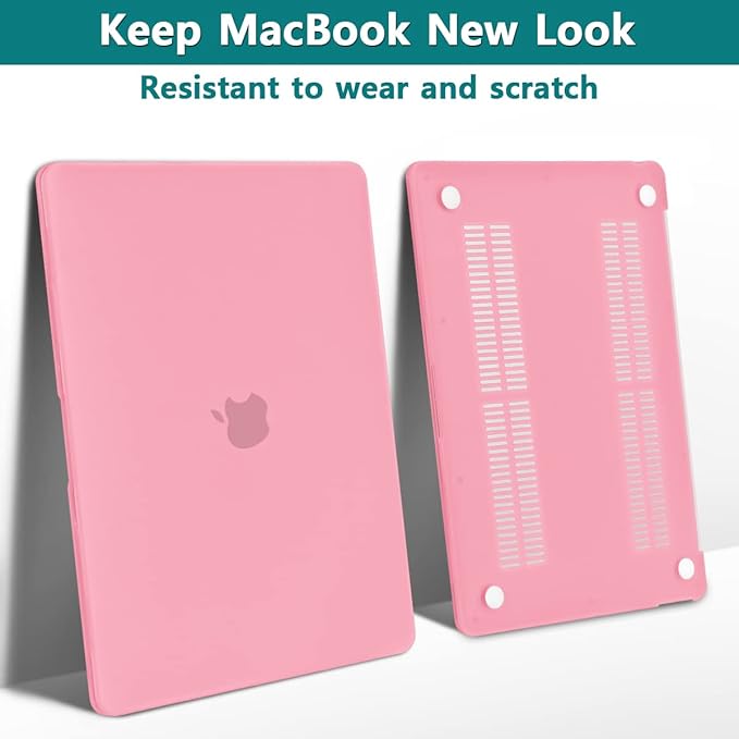 Teryeefi Case for MacBook Pro 13 inch 2022 2021 2020 M1 M2 A2338 A2289 A2251 A2159 A1989 A1706 with Touch Bar & Touch ID, Plastic Crystal Hard Shell & Keyboard Skin for 2016-2019 Mac Pro 13, Pink