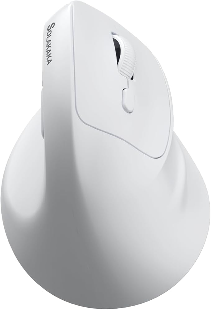 SOLAKAKA SM520 Ergonomic Mouse with 24000 DPI, Vertical Mouse with Programmable Side Button, Wireless Mouse with Tri-Mode Connection - BT5.0/USB-C/2.4GHz, for Desktop, PC, Laptop (White)