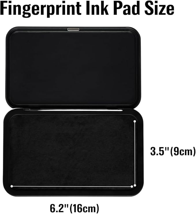 Fingerprint Ink Pad Ultra-Black 6.2" – Quick-Dry, Flawless, Non-Toxic Ink for 10,000+ Clear Prints – Large Stamp Pad for Notary, ID Verification, Banks, Schools, Law Enforcement & Legal Forms