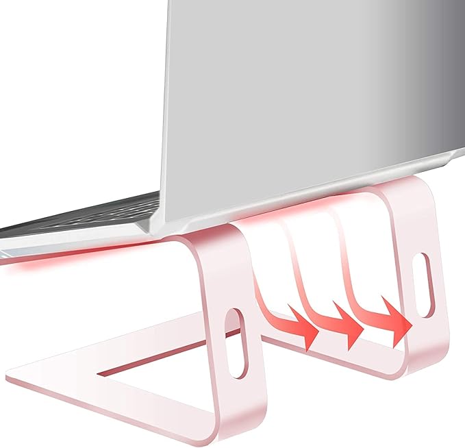 Orionstar Ergonomic Laptop Stand, Premium 5mm Aluminum Riser for 10-15.6 Inch Notebook Computer, Tool-Free Detachable Elevator Holder for Desk Office, Sturdy Riser for Eye-Level Neck Relief (Pink)