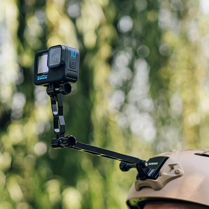 Aluminum NVG Helmet Mount Compatible with Go pro Hero 13 Black,GoPro Hero 12/11/10/9/8/7/(2018)/6/5 Black,DJI Osmo Action 5 pro/4/3/2 and Most Action Cameras(NVG+Extension Arm Set)