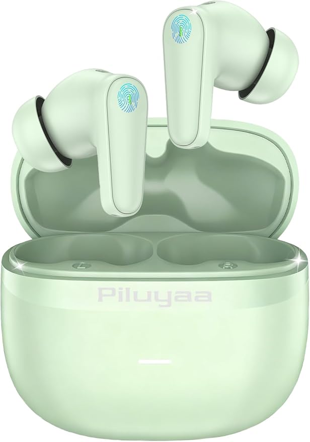 Piluyaa Wireless Earbuds Bluetooth 5.4 Headphones in Ear Buds, True ANC+ENC Noise Cancelling Earbuds, HiFi Stereo Deep Bass Earphones for Sports/Workout-Black