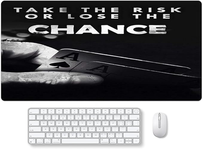 Take The Chance Motivational Desk Mat Black,Inspirational Large Mouse Pad 31.5"x15.7" Extended Gaming Mouse Pad Mat with Non-Slip Base Stitched Eges Mousepad for Computer,Keyboard Laptop