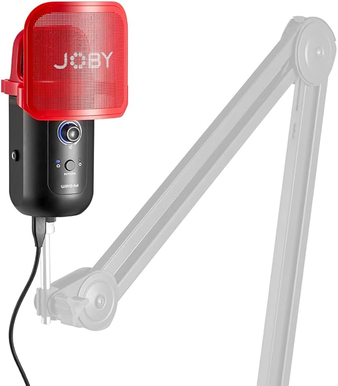 Joby Wavo POD USB Condenser PC Microphone for Streaming, Podcasting, Mute and Gain Controls, Live Monitoring, Plug & Play for PC and Mac, ASMR Microphone, Condenser Microphones