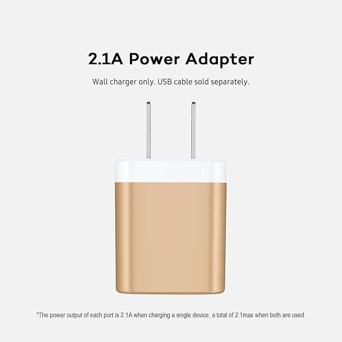 USB Wall Charger, Charger Block, AILKIN 2.1A Multiport Fast Charge Power Brick Cube Plug Box Base Adapter for iPad, iPhone, iPod, Samsung Galaxy, Huawei, HTC, LG, or Other Cell Phone Smart Devices